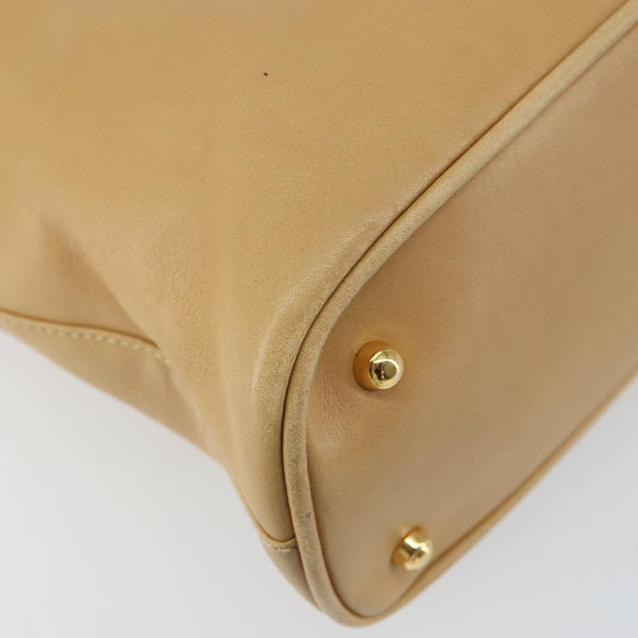 GUCCI Bamboo Hand Bag Leather 2way Beige Gold 000 3780 0290 Auth 161050