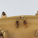GUCCI Bamboo Hand Bag Leather 2way Beige Gold 000 3780 0290 Auth 161050-16