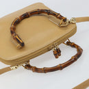 GUCCI Bamboo Hand Bag Leather 2way Beige Gold 000 3780 0290 Auth 161050-6