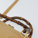 GUCCI Bamboo Hand Bag Leather 2way Beige Gold 000 3780 0290 Auth 161050-8