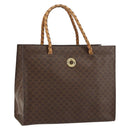 CELINE Macadam Canvas Hand Bag PVC Leather Brown Gold Auth 161051-1