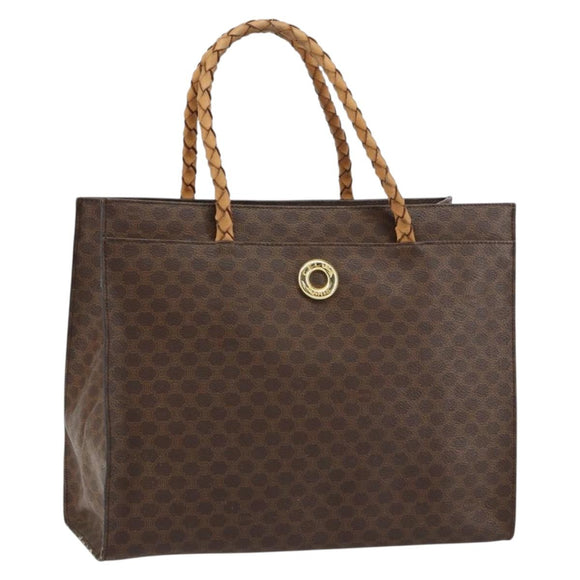 CELINE Macadam Canvas Hand Bag PVC Leather Brown Gold Auth 161051