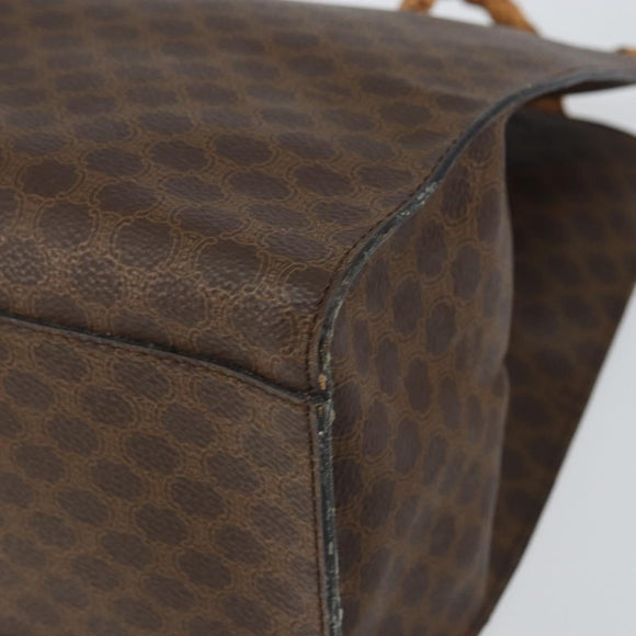 CELINE Macadam Canvas Hand Bag PVC Leather Brown Gold Auth 161051