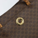 CELINE Macadam Canvas Hand Bag PVC Leather Brown Gold Auth 161051-17