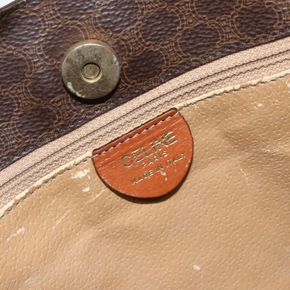 CELINE Macadam Canvas Hand Bag PVC Leather Brown Gold Auth 161051