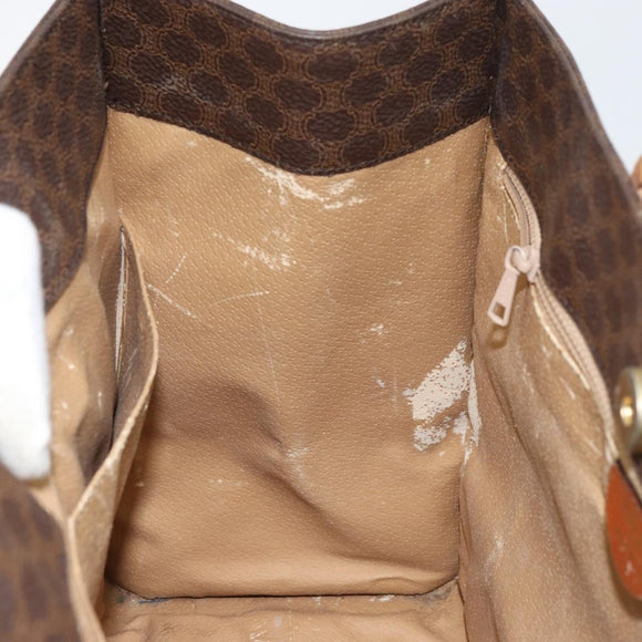 CELINE Macadam Canvas Hand Bag PVC Leather Brown Gold Auth 161051