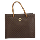 CELINE Macadam Canvas Hand Bag PVC Leather Brown Gold Auth 161051-13