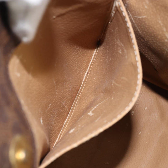 CELINE Macadam Canvas Hand Bag PVC Leather Brown Gold Auth 161051