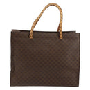 CELINE Macadam Canvas Hand Bag PVC Leather Brown Gold Auth 161051-2
