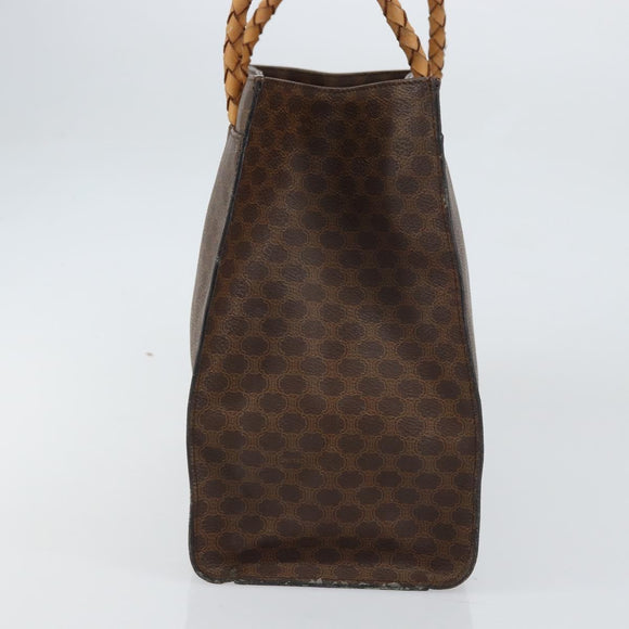 CELINE Macadam Canvas Hand Bag PVC Leather Brown Gold Auth 161051