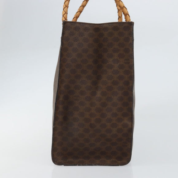 CELINE Macadam Canvas Hand Bag PVC Leather Brown Gold Auth 161051