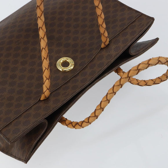 CELINE Macadam Canvas Hand Bag PVC Leather Brown Gold Auth 161051