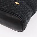 BALLY Chain Shoulder Bag Leather Navy Gold Auth 161052-11
