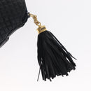 BALLY Chain Shoulder Bag Leather Navy Gold Auth 161052-14