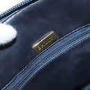 BALLY Chain Shoulder Bag Leather Navy Gold Auth 161052-16