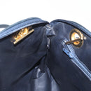 BALLY Chain Shoulder Bag Leather Navy Gold Auth 161052-19