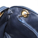 BALLY Chain Shoulder Bag Leather Navy Gold Auth 161052-20