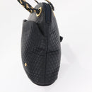 BALLY Chain Shoulder Bag Leather Navy Gold Auth 161052-4