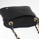 BALLY Chain Shoulder Bag Leather Navy Gold Auth 161052-6