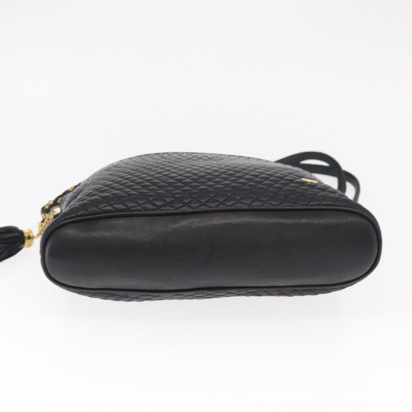 BALLY Chain Shoulder Bag Leather Navy Gold Auth 161052
