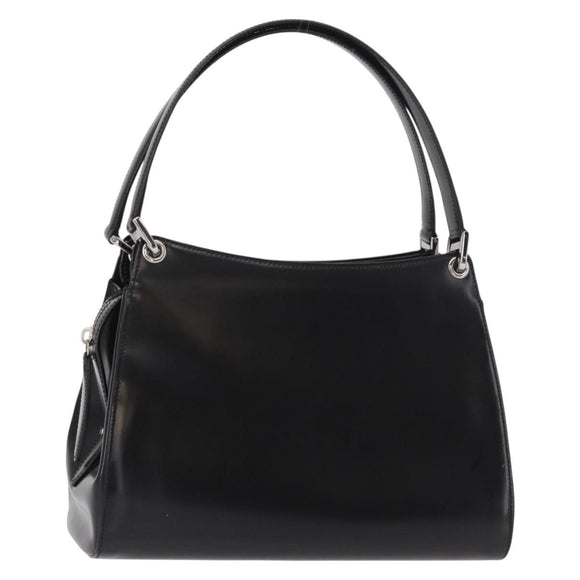 BALLY Hand Bag Leather Black Silver Auth 161058