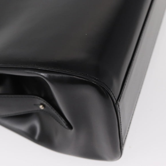 BALLY Hand Bag Leather Black Silver Auth 161058