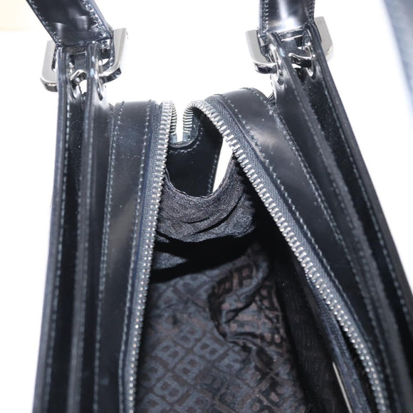 BALLY Hand Bag Leather Black Silver Auth 161058