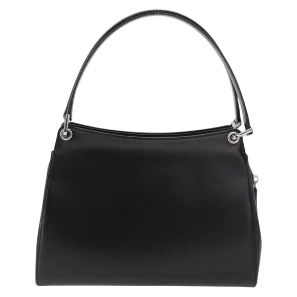 BALLY Hand Bag Leather Black Silver Auth 161058