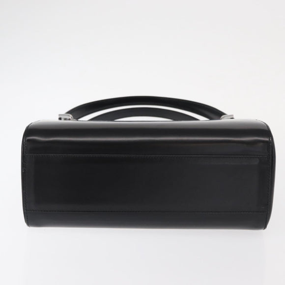 BALLY Hand Bag Leather Black Silver Auth 161058