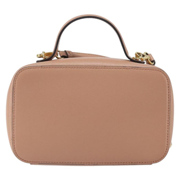 Salvatore Ferragamo Vala Hand Bag Leather 2way Pink Gold Auth 161059