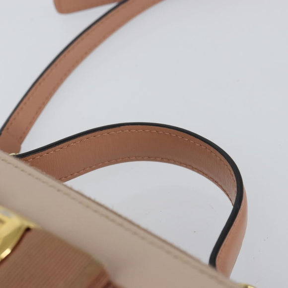 Salvatore Ferragamo Vala Hand Bag Leather 2way Pink Gold Auth 161059