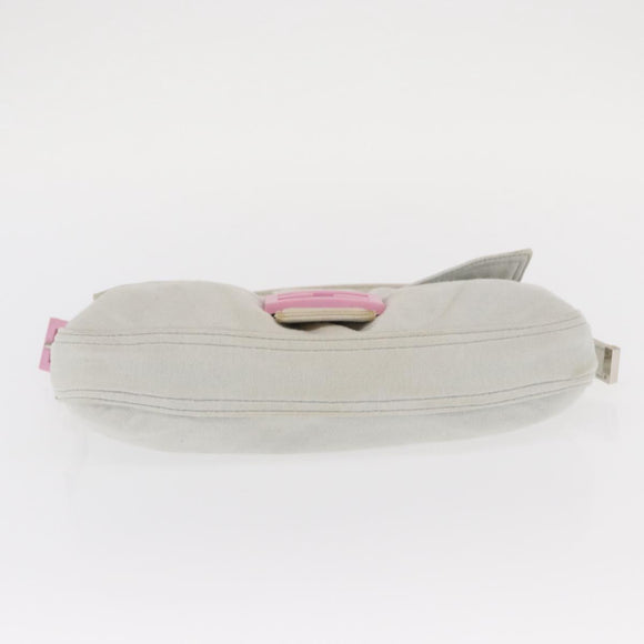 FENDI Mamma Baguette Hand Bag cotton Gray Silver Auth 161060