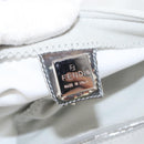 FENDI Mamma Baguette Hand Bag cotton Gray Silver Auth 161060-23