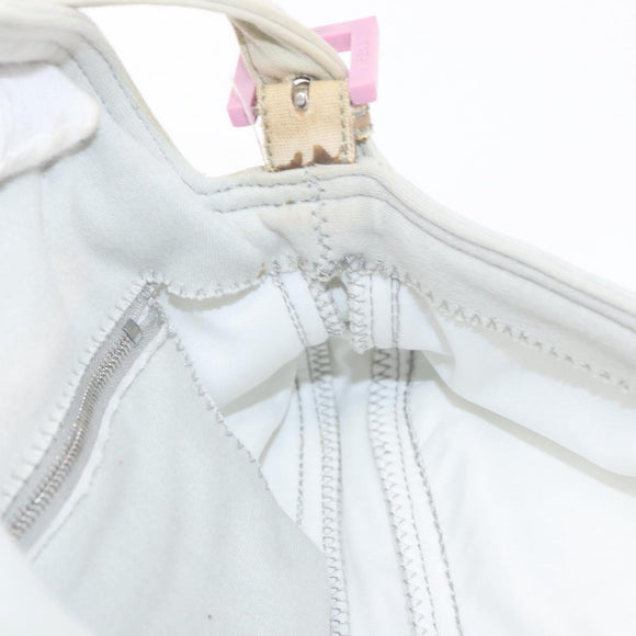 FENDI Mamma Baguette Hand Bag cotton Gray Silver Auth 161060
