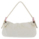 FENDI Mamma Baguette Hand Bag cotton Gray Silver Auth 161060-2