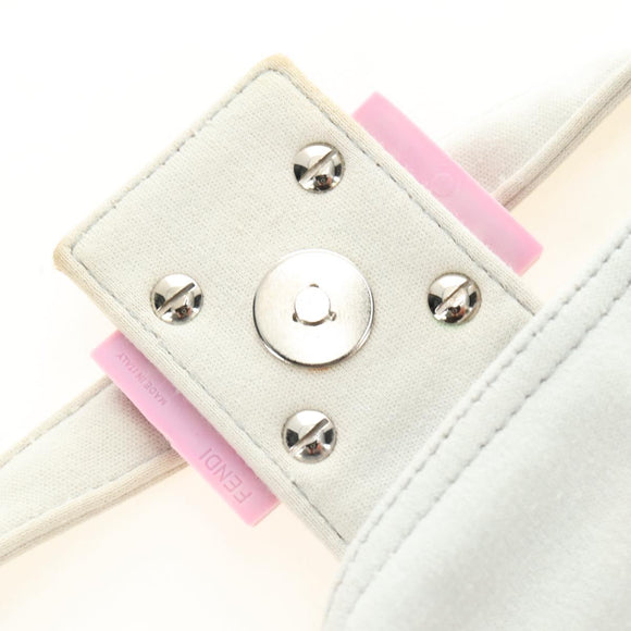 FENDI Mamma Baguette Hand Bag cotton Gray Silver Auth 161060