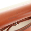HERMES Her bag Hand Bag Canvas Leather 2way Beige Silver Auth 161063V-8