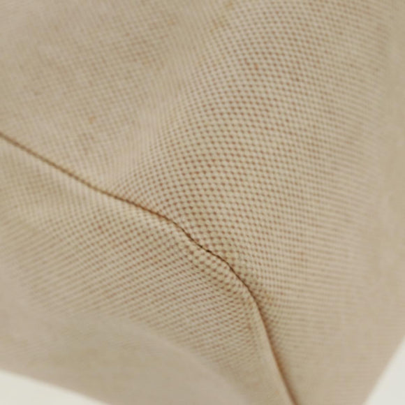 HERMES Her bag Hand Bag Canvas Leather 2way Beige Silver Auth 161063V