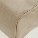 HERMES Her bag Hand Bag Canvas Leather 2way Beige Silver Auth 161063V-19