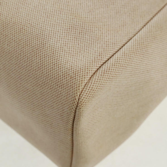 HERMES Her bag Hand Bag Canvas Leather 2way Beige Silver Auth 161063V