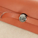 HERMES Her bag Hand Bag Canvas Leather 2way Beige Silver Auth 161063V-23