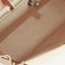 HERMES Her bag Hand Bag Canvas Leather 2way Beige Silver Auth 161063V-10