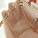 HERMES Her bag Hand Bag Canvas Leather 2way Beige Silver Auth 161063V-27
