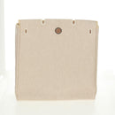 HERMES Her bag Hand Bag Canvas Leather 2way Beige Silver Auth 161063V-31