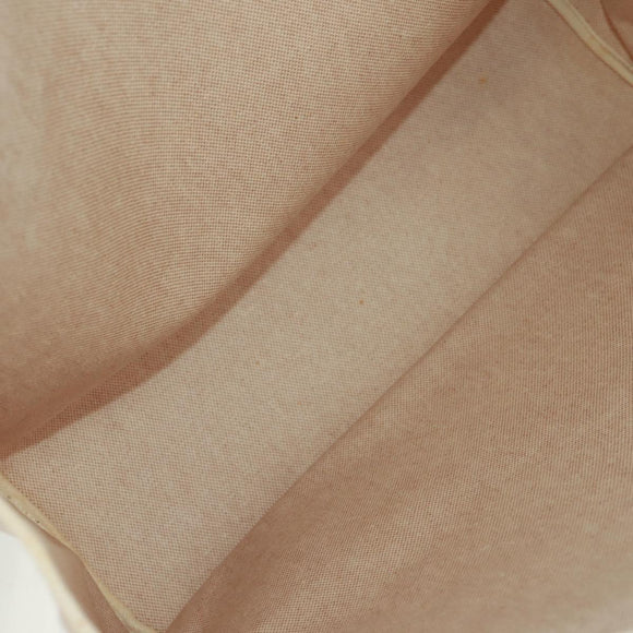 HERMES Her bag Hand Bag Canvas Leather 2way Beige Silver Auth 161063V