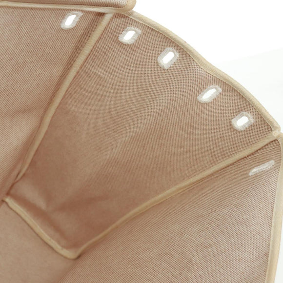 HERMES Her bag Hand Bag Canvas Leather 2way Beige Silver Auth 161063V