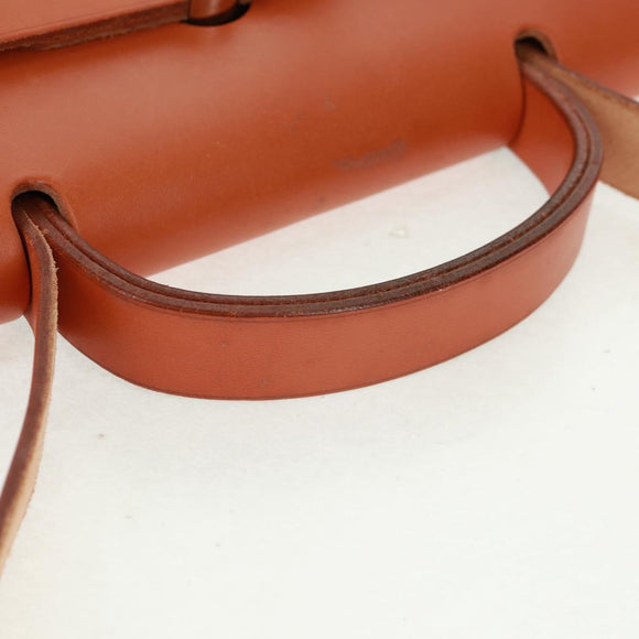 HERMES Her bag Hand Bag Canvas Leather 2way Beige Silver Auth 161063V