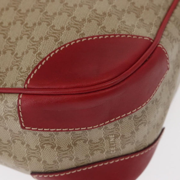 CELINE Macadam Canvas Shoulder Bag PVC Beige Gold Auth 161067