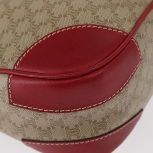 CELINE Macadam Canvas Shoulder Bag PVC Beige Gold Auth 161067