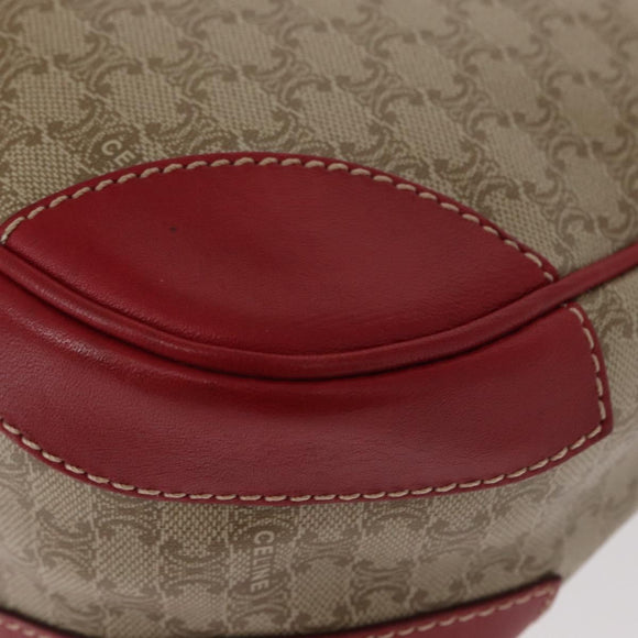 CELINE Macadam Canvas Shoulder Bag PVC Beige Gold Auth 161067